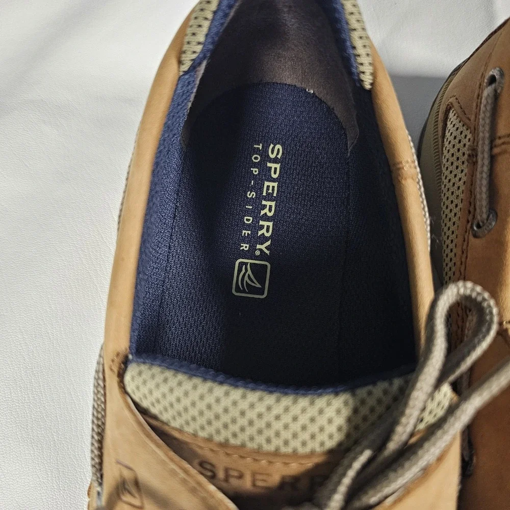Sperry Top Sider Womens 6.5 Tan Leather Mesh Boat Shoes Casual‎